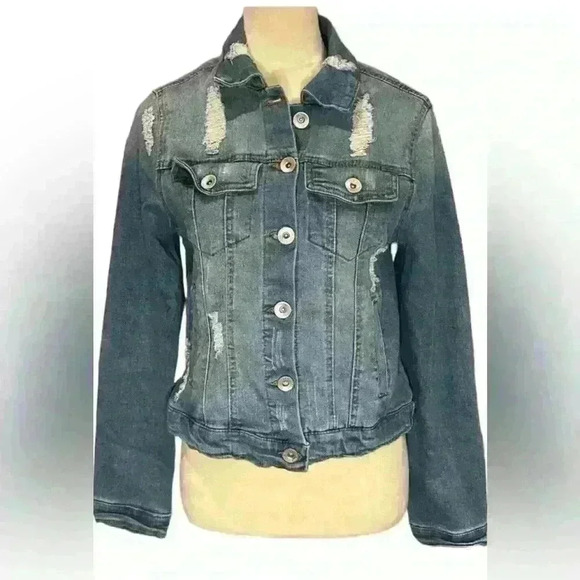 Ci Sono distressed women’s jean jacket- size medium - Picture 3 of 13